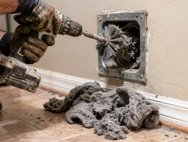 Certified Buena Park Dryer Vent Cleaning technician performing dryer vent cleaning in Buena Park