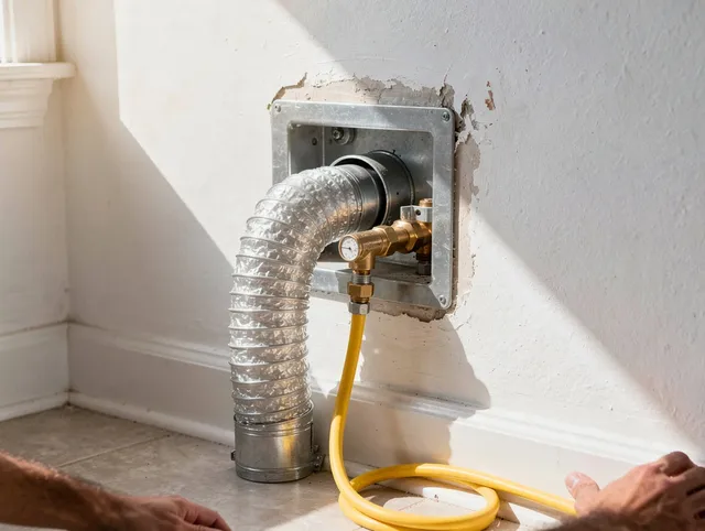 Buena Park Dryer Vent Cleaning certified technician performing specialized gas dryer vent cleaning in Buena Park